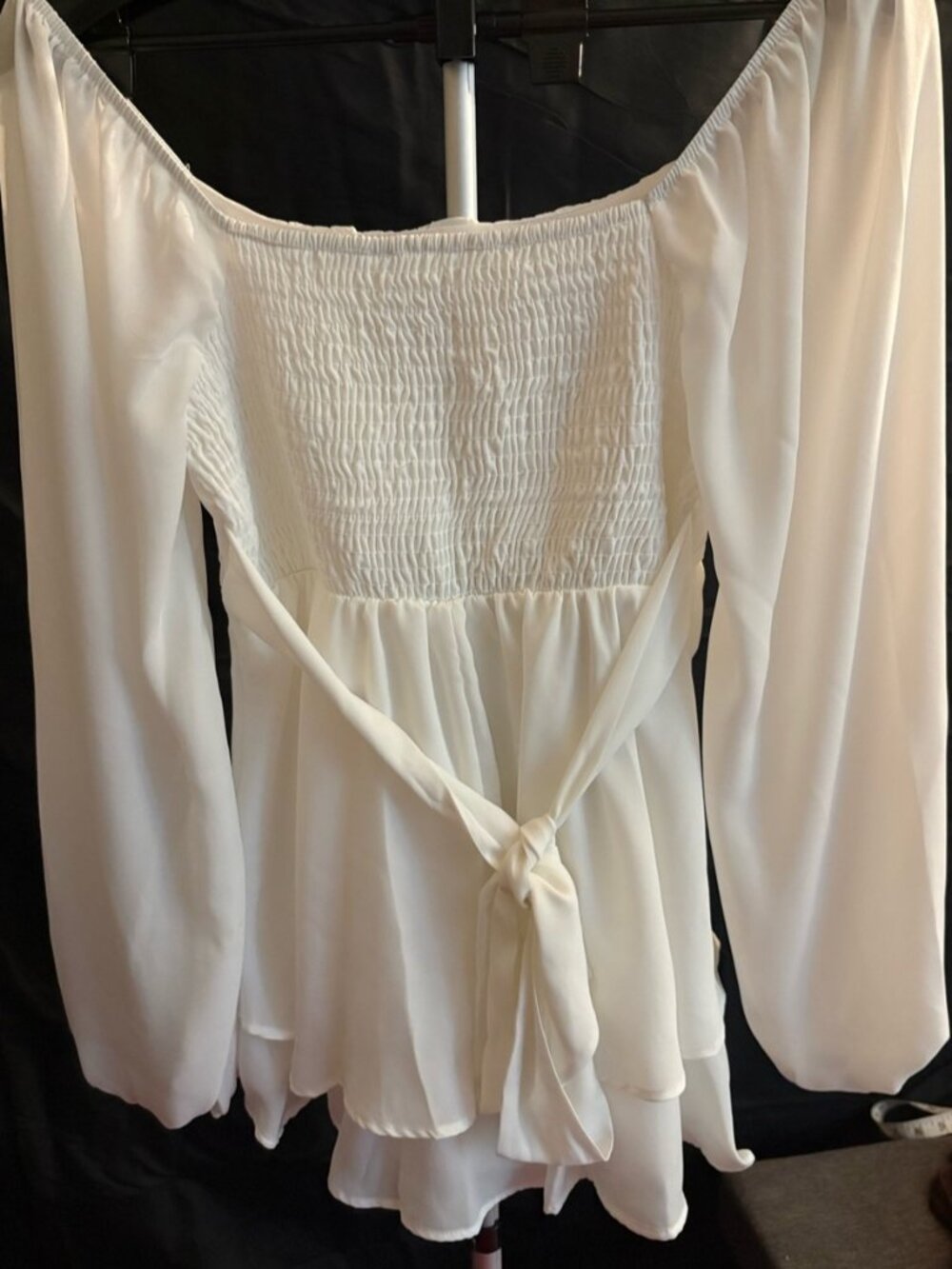 White Off-Shoulder Smocked Peasant romper🎆 - Picture 1 of 2